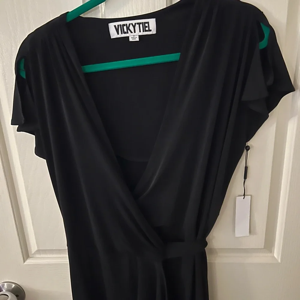 Vicky Tiel Black Midi Dress - Picture 2 of 5